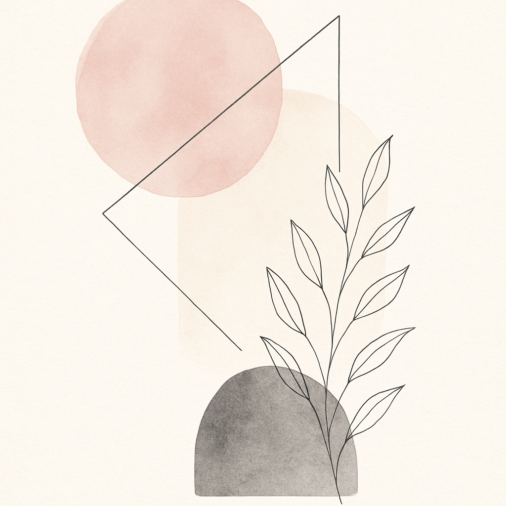 Una pieza de arte abstracto con formas orgánicas y colores neutros.